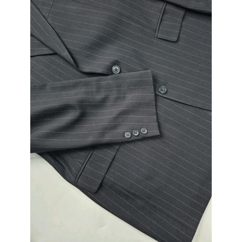 Brooks Brothers Mens Sport Coat 41L Midnight Blue Pinstripe Wool 2 Button Blazer
